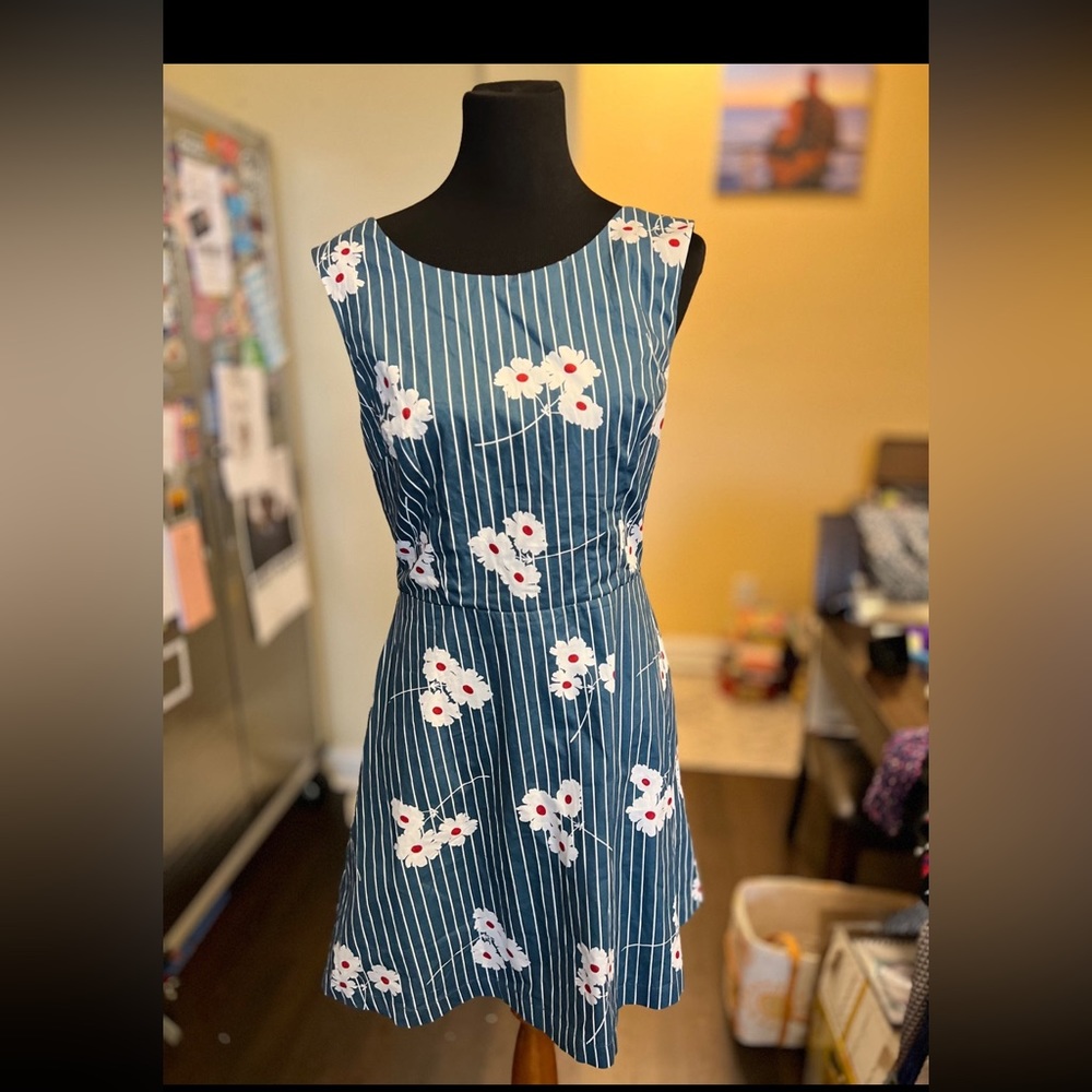 NWT Mod Midi Navy Retro Dress
